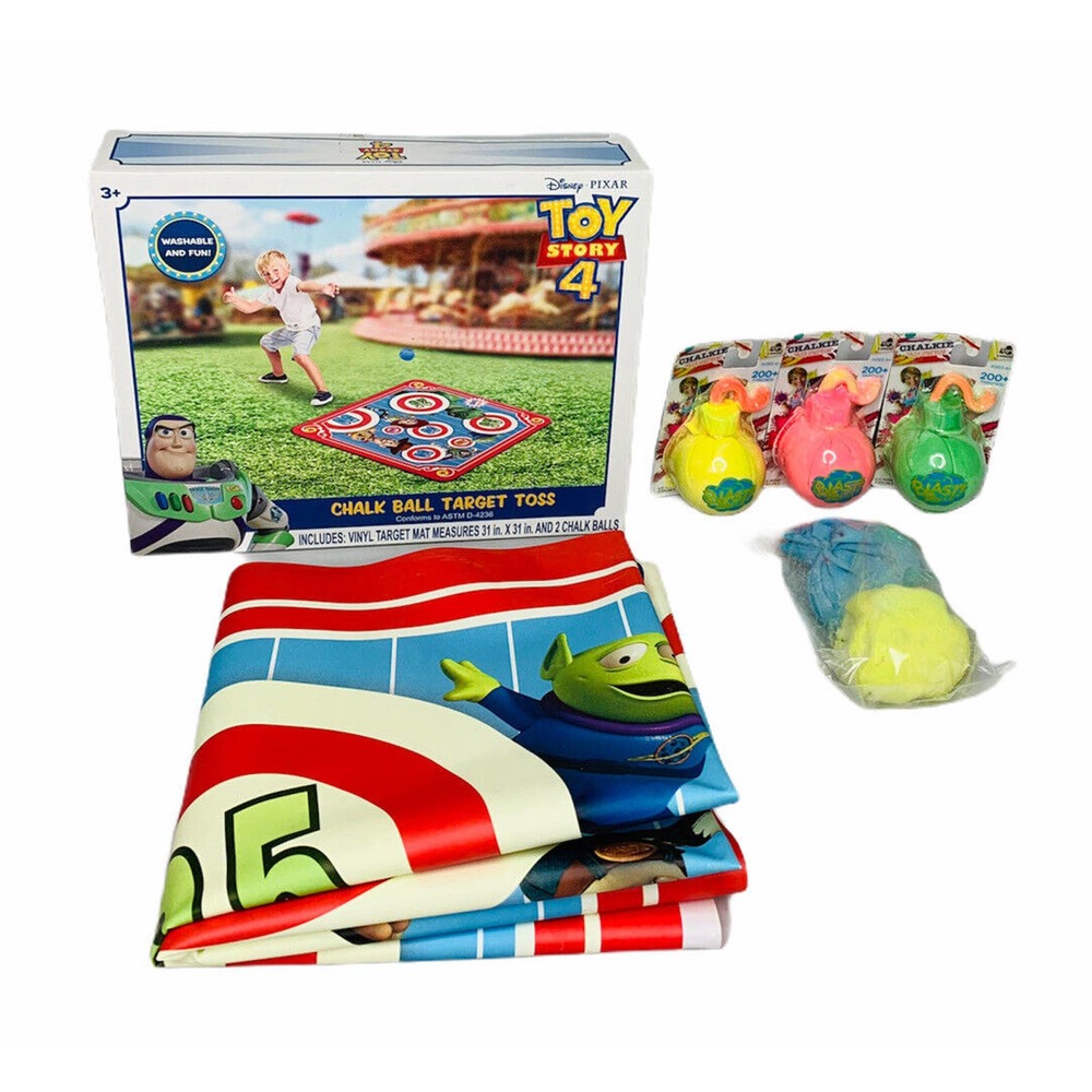 Disney Pixar Toy Story 4 Chalk Ball Target Toss Game Ages 3+ & 3 Extra Balls